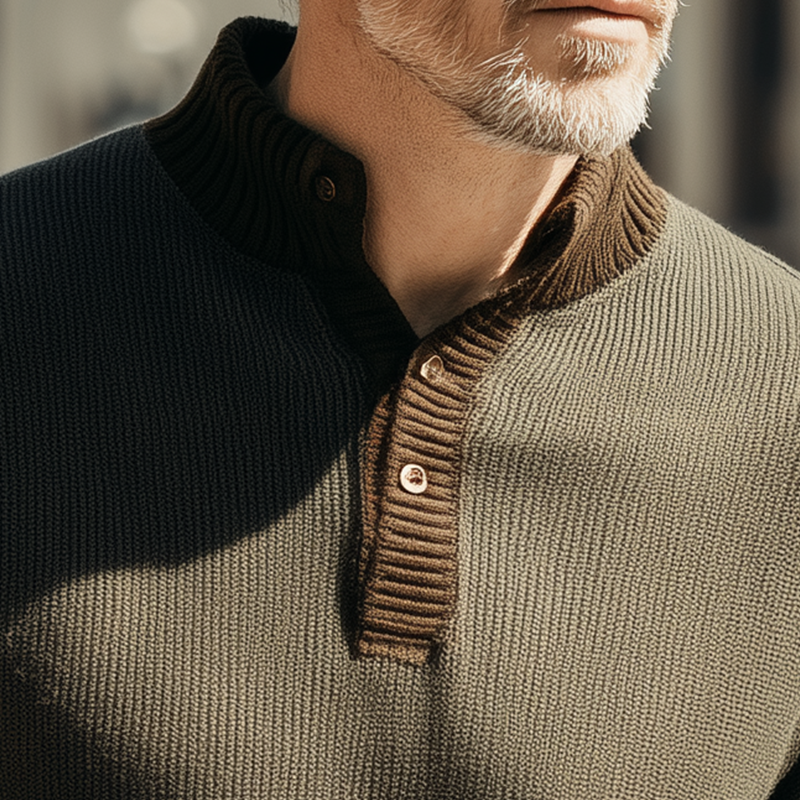 Canuck™| Autumn And Winter Simple Knitted Henley Collar Warm Sweater