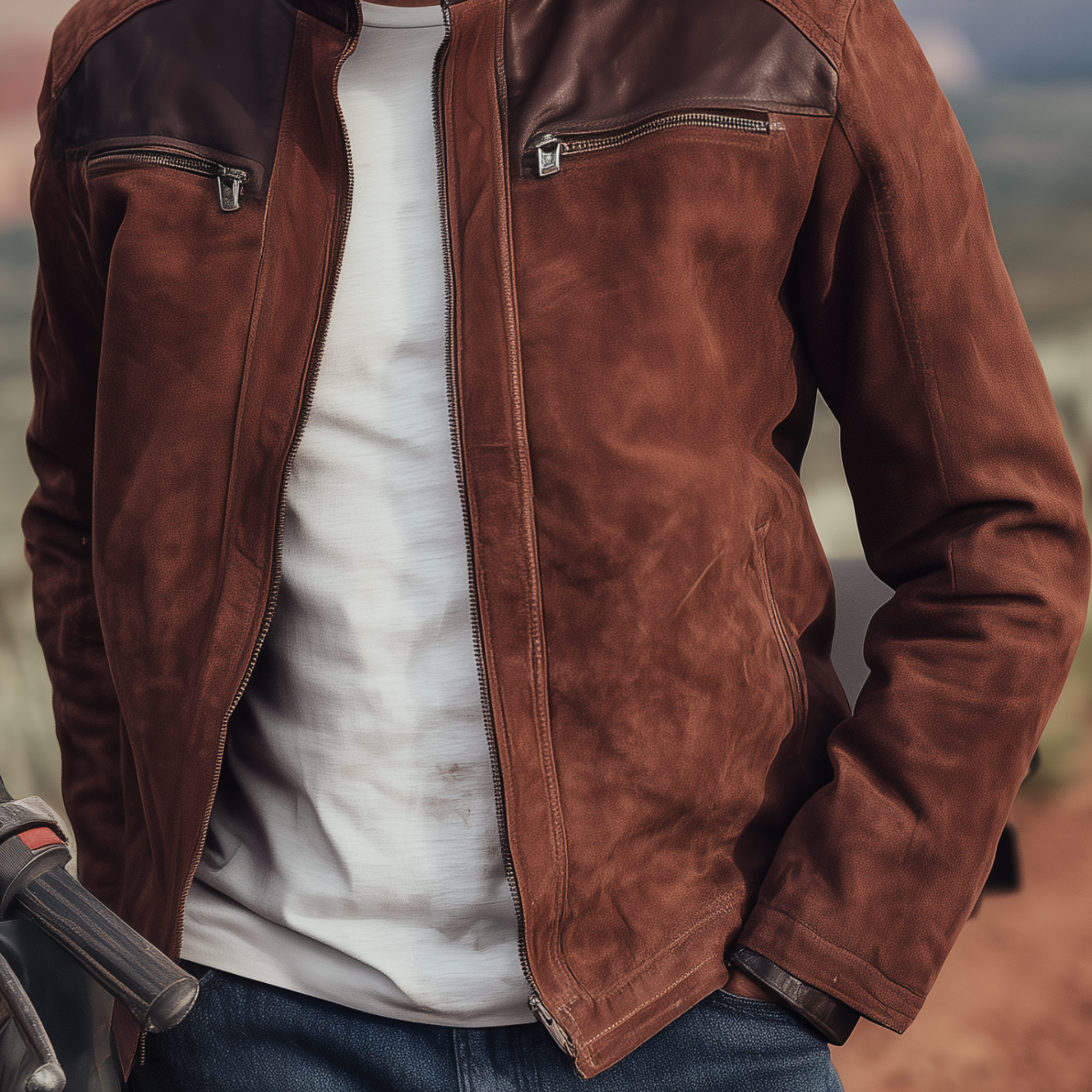 Canuck™| Classic Western Retro Tough Style PU Leather Stand Collar Zipper Suede Jacket