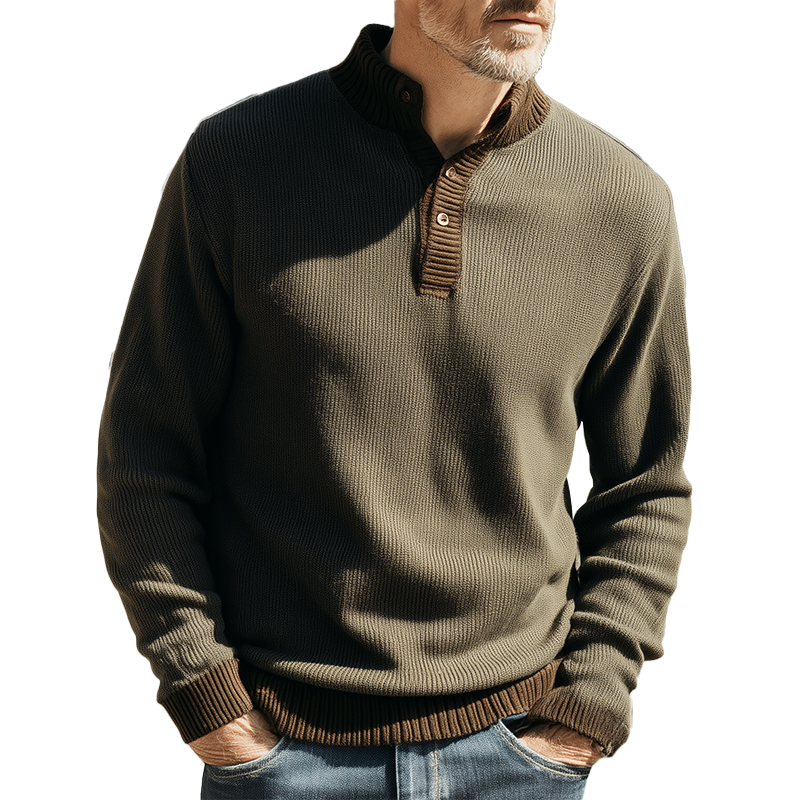 Canuck™| Autumn And Winter Simple Knitted Henley Collar Warm Sweater