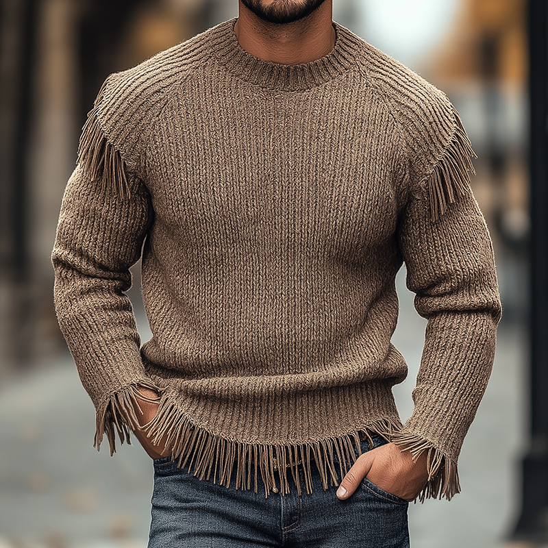 Canuck™| Retro Casual Tassel Crew Neck Sweater