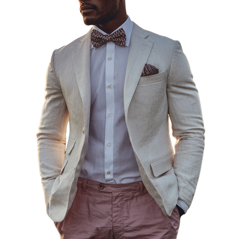 Canuck™| Solid Color Cotton And Linen Business Wedding Blazer