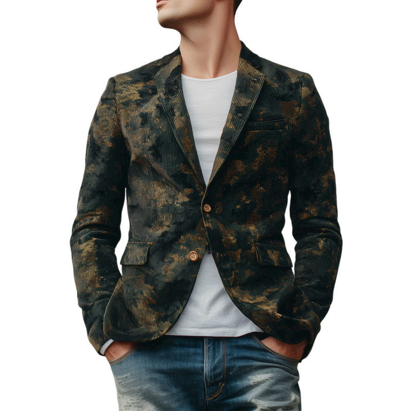 Canuck™| Stylish Vintage Contrast Camouflage Corduroy Notch Lapel Single-breasted Slim-fit Blazer