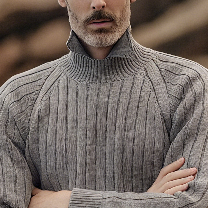 Canuck™| Solid Striped Long Sleeve Knitted Sweater