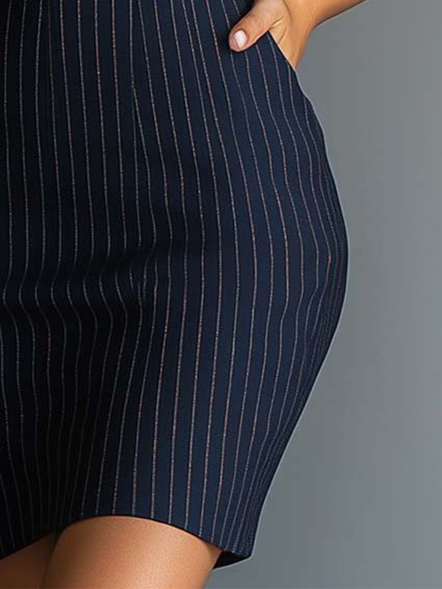 Canuck™| Halter Pinstripe V - neck Bodycon Dress