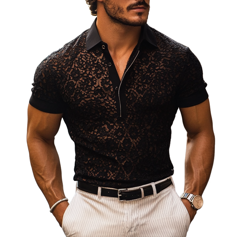 Canuck™| Fashion Lace Lapel Short Sleeve Casual Polo Shirt
