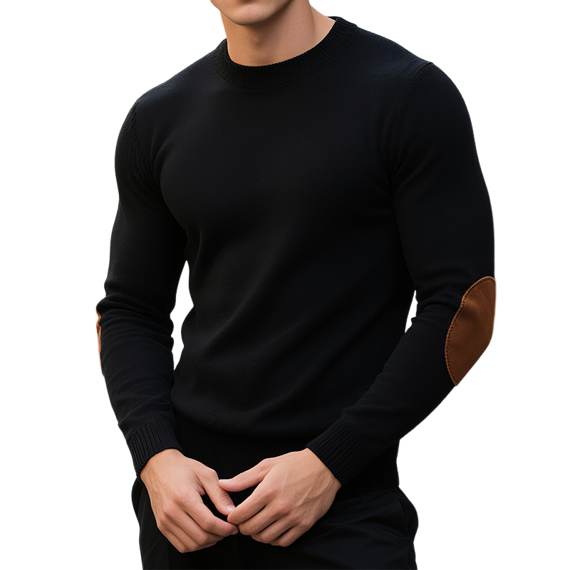 Canuck™| Retro Casual Solid Color Stitching Round Neck Sweater