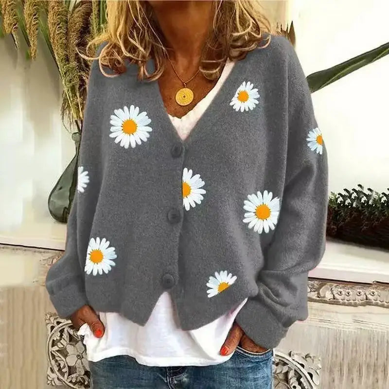 Canuck™| Lily Cozy Daisy Knit Cardigan – Soft, Warm & Effortlessly Charming