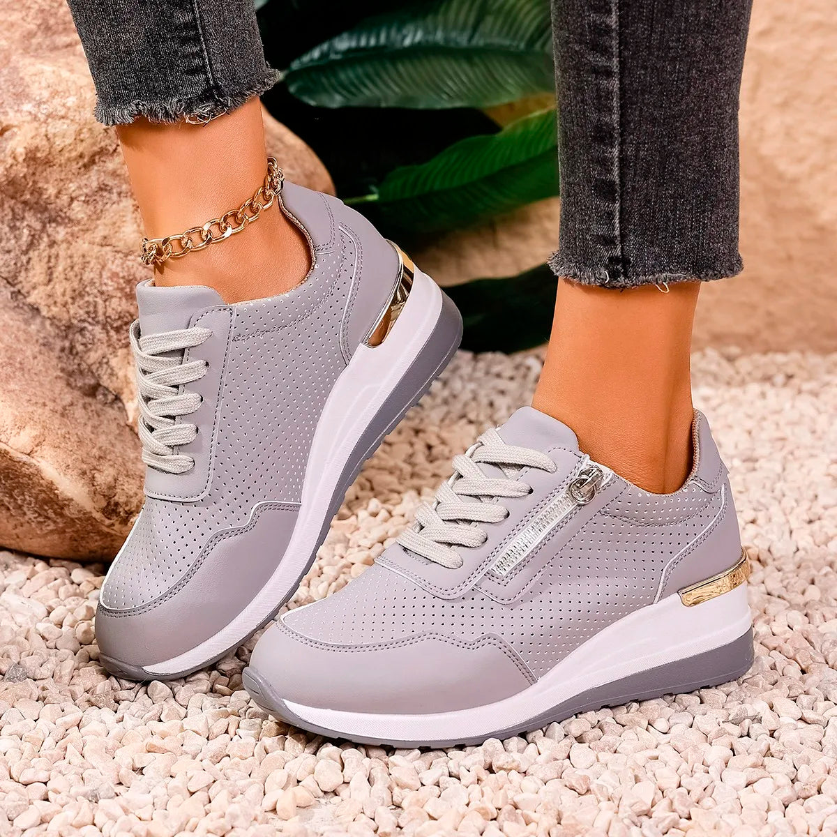 Canuck™| FlexiEase™ Orthopedic Zip Sneakers – Shock-Absorbing Support & Easy On/Off Walking Shoes