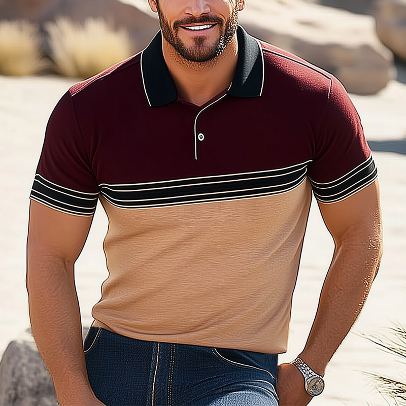 Canuck™| Summer Business Colorblock Knitted Short-sleeved Polo Shirt
