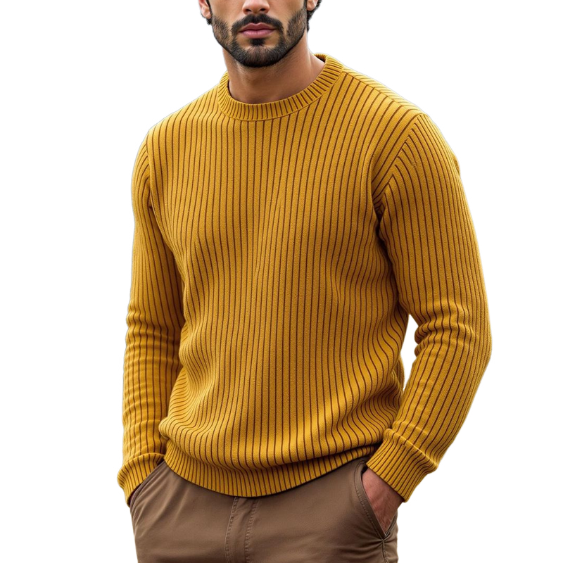 Canuck™| Solid Color Round Neck Long Sleeve Sweater