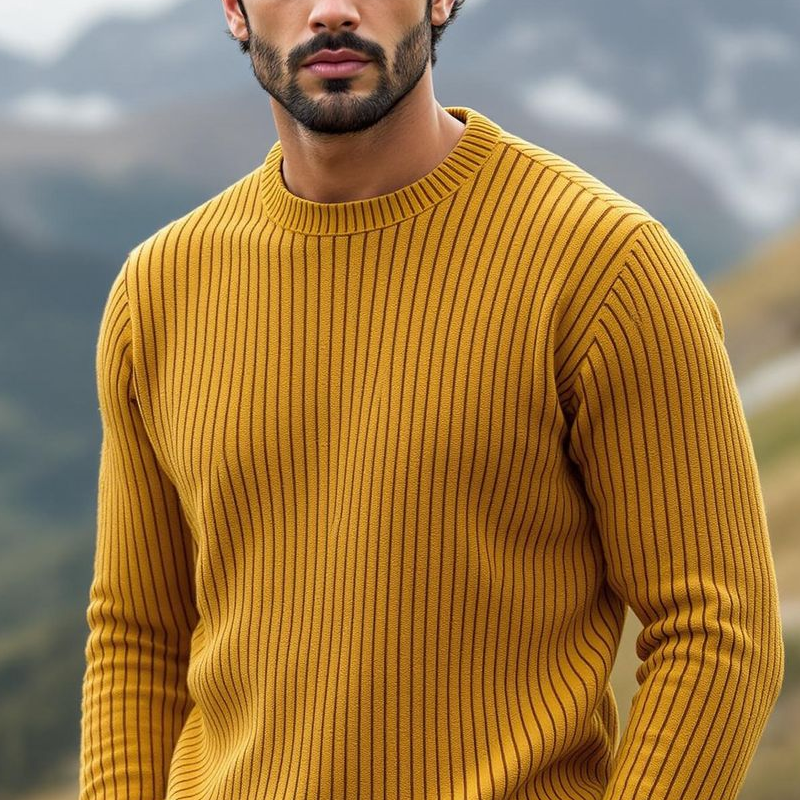 Canuck™| Solid Color Round Neck Long Sleeve Sweater