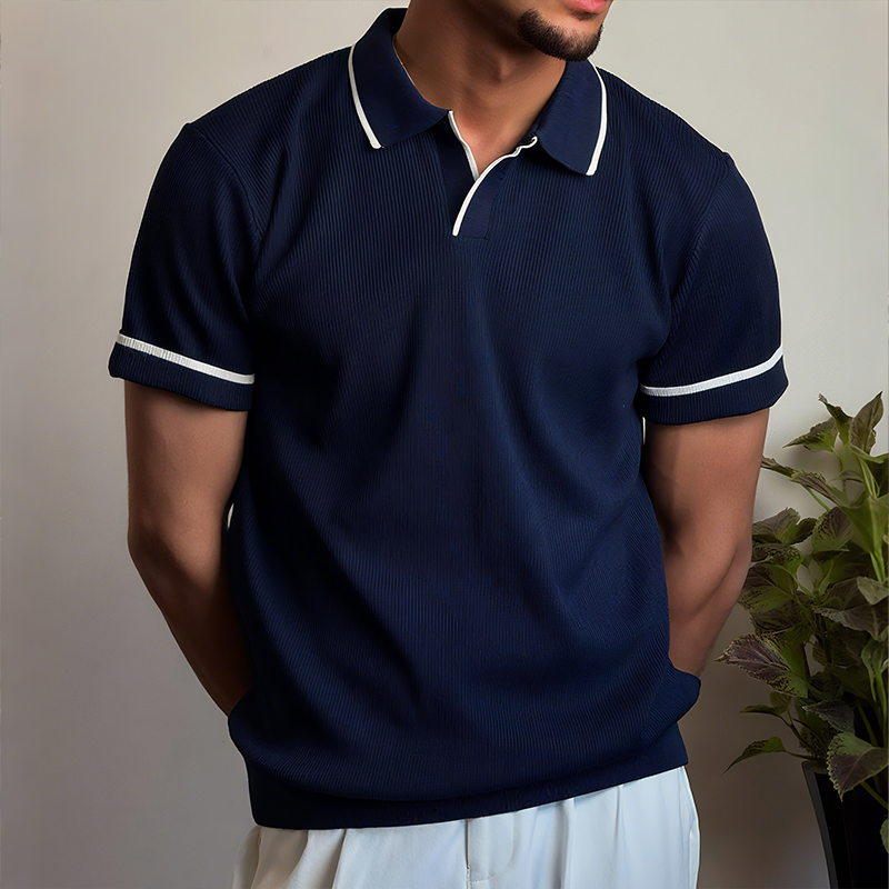Canuck™| Retro Casual Street Striped Colorblock Short Sleeve Polo Shirt