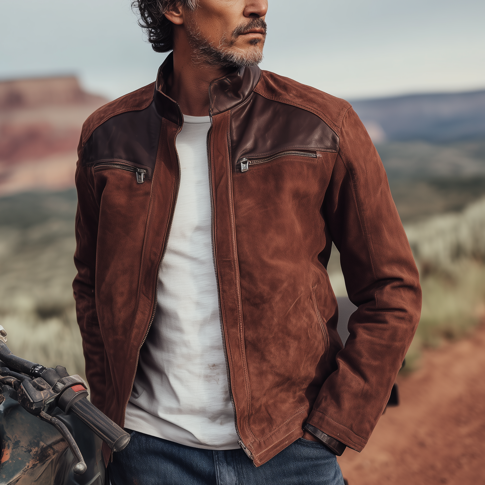 Canuck™| Classic Western Retro Tough Style PU Leather Stand Collar Zipper Suede Jacket