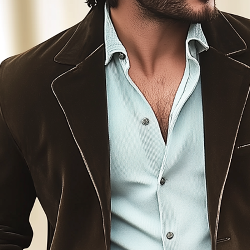 Canuck™| Business Solid Color Suede Two-button Blazer