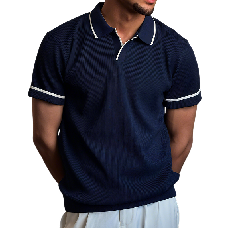 Canuck™| Retro Casual Street Striped Colorblock Short Sleeve Polo Shirt