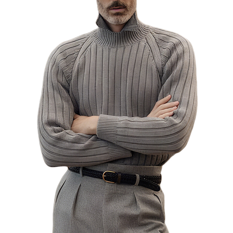 Canuck™| Solid Striped Long Sleeve Knitted Sweater