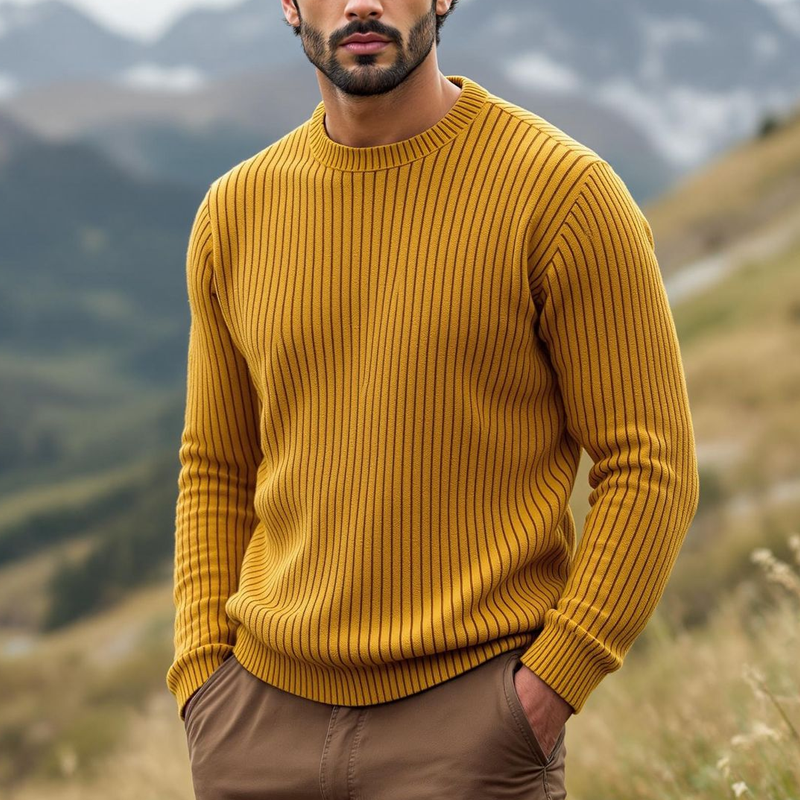 Canuck™| Solid Color Round Neck Long Sleeve Sweater