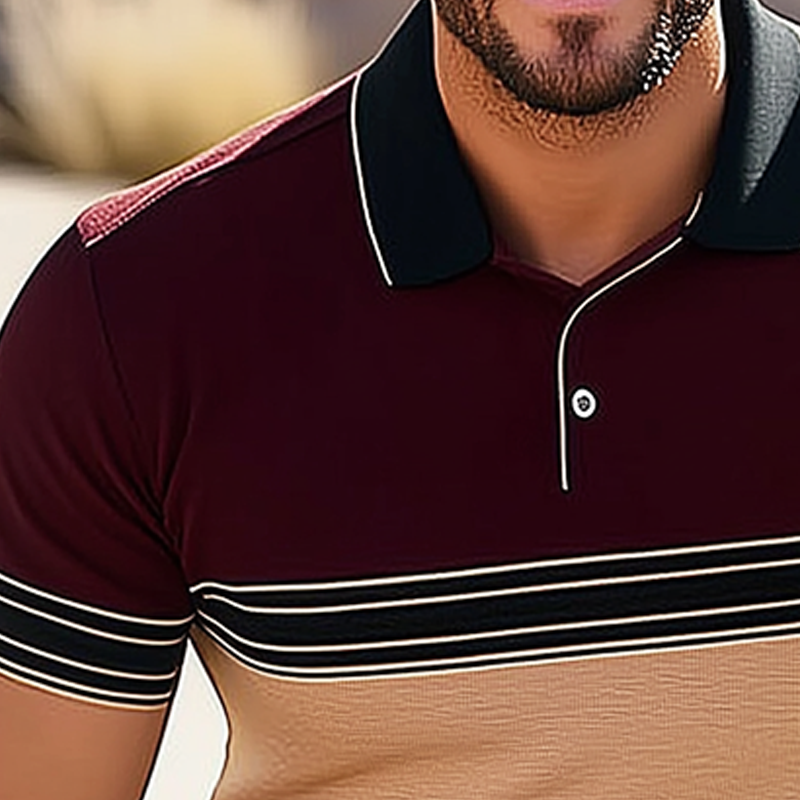 Canuck™| Summer Business Colorblock Knitted Short-sleeved Polo Shirt