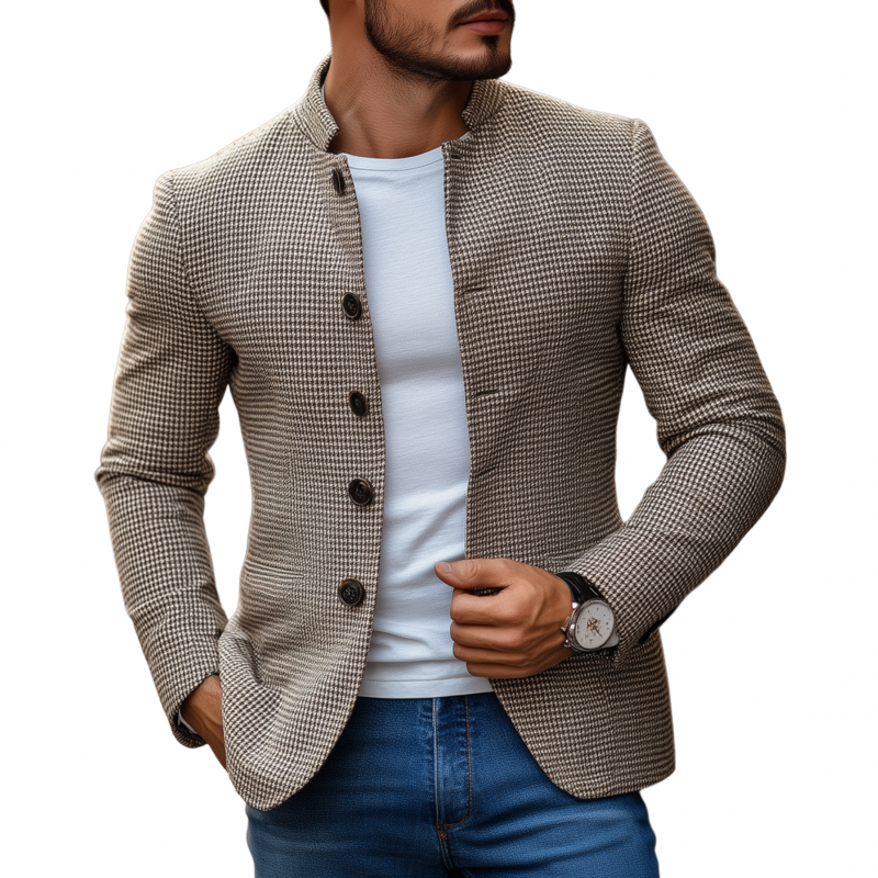 Canuck™| Vintage Houndstooth Stand Collar Single-breasted Slim-fit Blazer