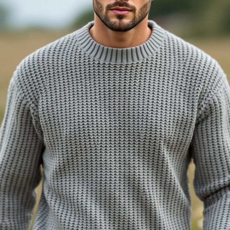 Canuck™| Solid Color Round Neck Long Sleeve Sweater