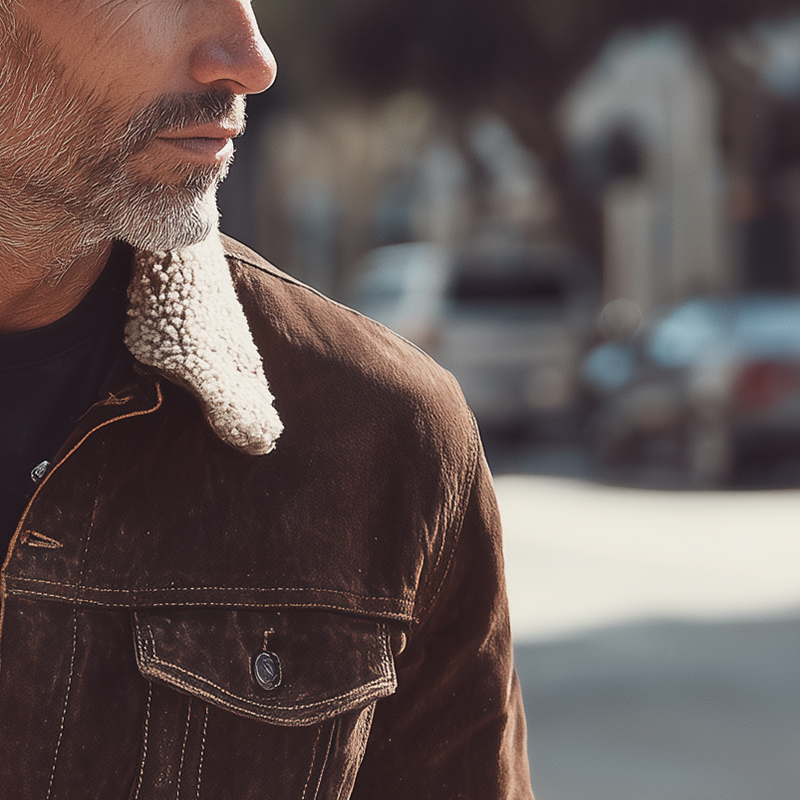 Canuck™| Winter Vintage Detachable Faux Sherpa Collar Faux Suede Jacket