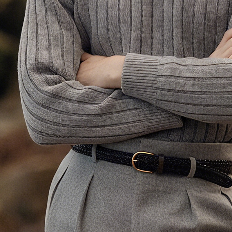 Canuck™| Solid Striped Long Sleeve Knitted Sweater