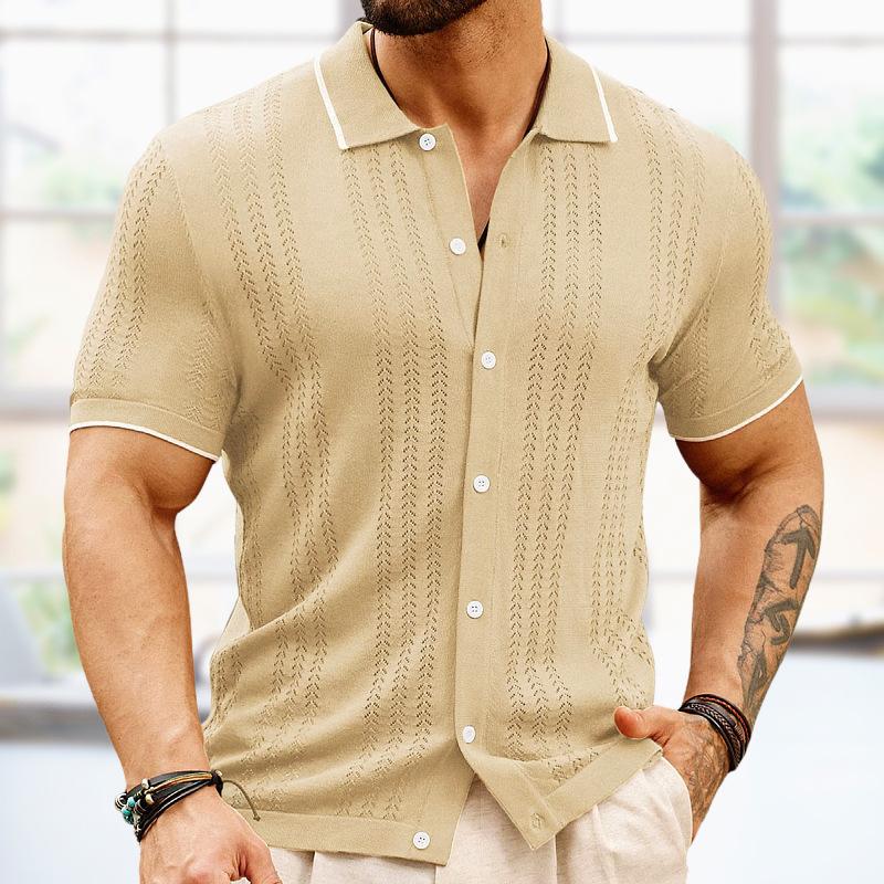 Canuck™| Lapel Contrast Color Single-Breasted Sweater POLO Shirt