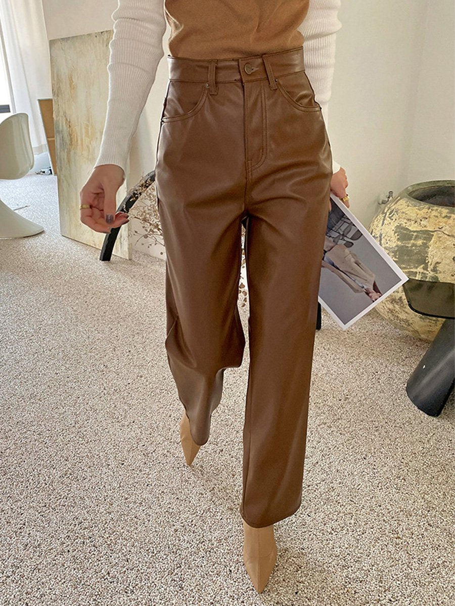 Canuck™| Casual Retro Drape Straight Leather Pants