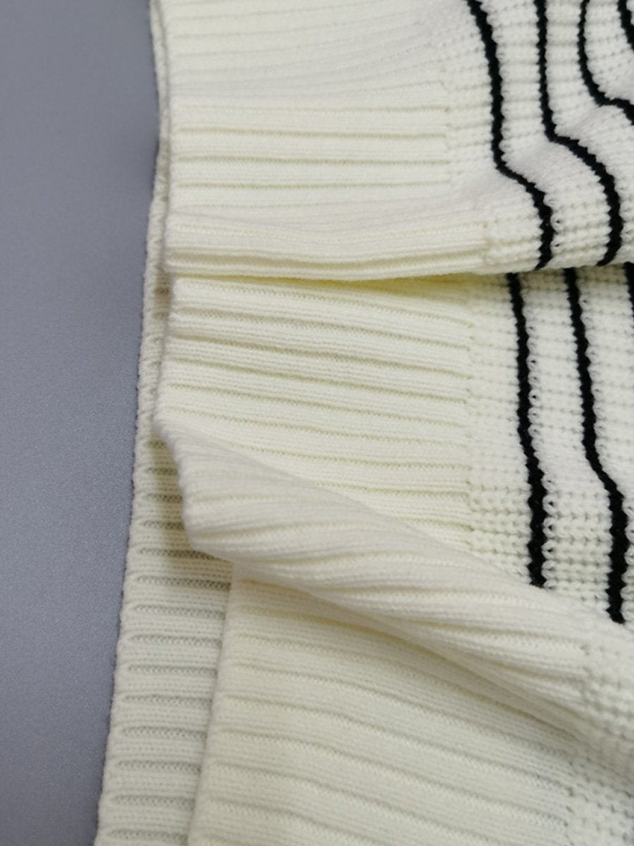 Canuck™| Turtleneck Striped Colorblock Long Sleeve Zipper Pullover Knit Sweater