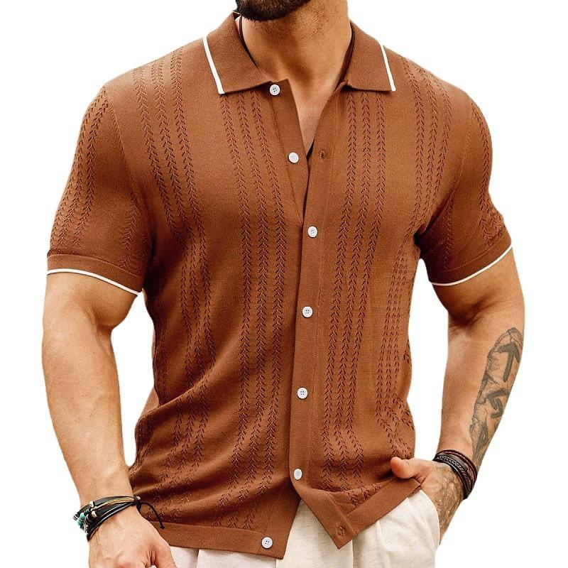 Canuck™| Lapel Contrast Color Single-Breasted Sweater POLO Shirt