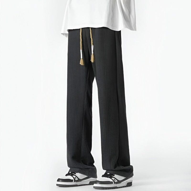 Canuck™| Straight-Leg Pants with Adjustable Waistband and Textured Ribbed Design