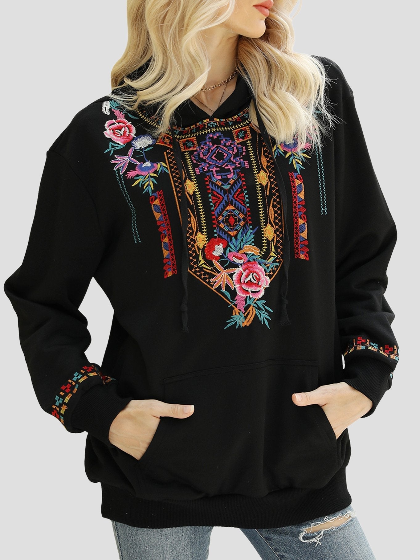 Canuck™| Chic Ethnic Handmade Embroidered Loose-fitting Hoodie