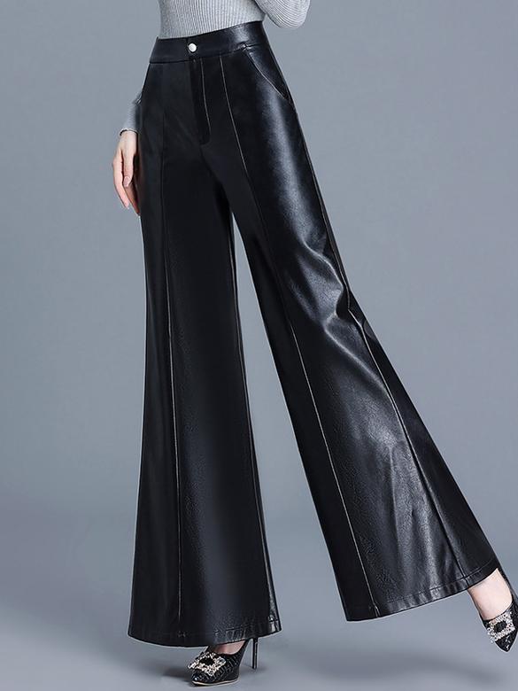 Canuck™| Stylish High-waisted PU Leather Flare Pants