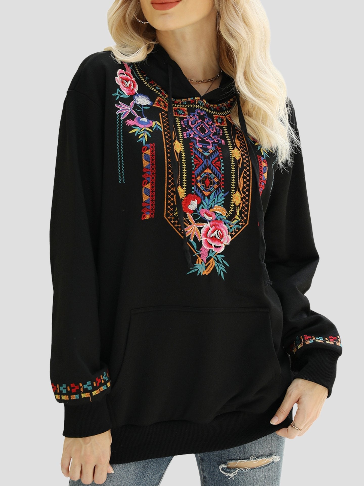 Canuck™| Chic Ethnic Handmade Embroidered Loose-fitting Hoodie