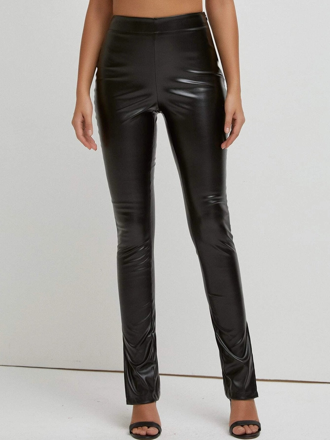 Canuck™| Chic High-waist Slit Slim Leather Pants