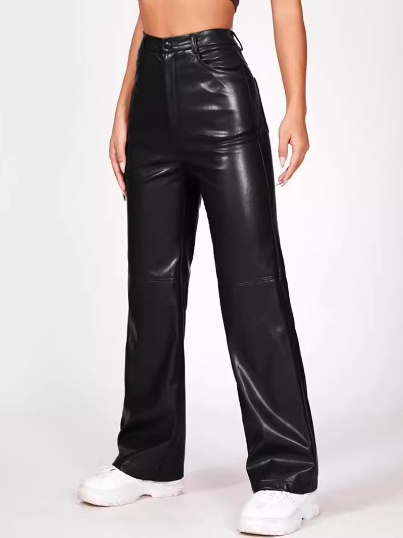 Canuck™| Stylish High Waist PU Leater Straight-leg Pants
