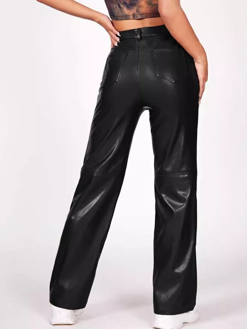 Canuck™| Stylish High Waist PU Leater Straight-leg Pants