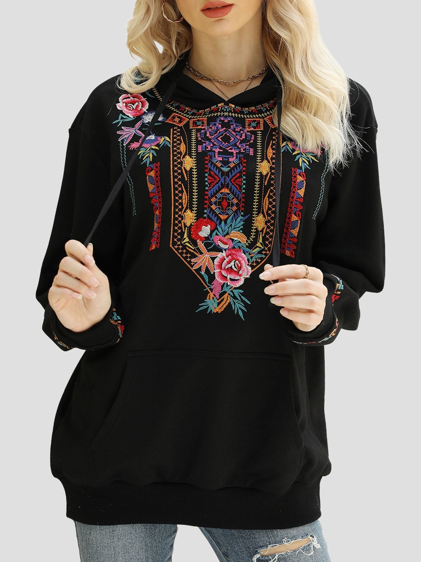 Canuck™| Chic Ethnic Handmade Embroidered Loose-fitting Hoodie