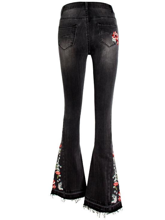 Canuck™| Elegant Embroidered Slim-fit Stretch Denim Flared Pants