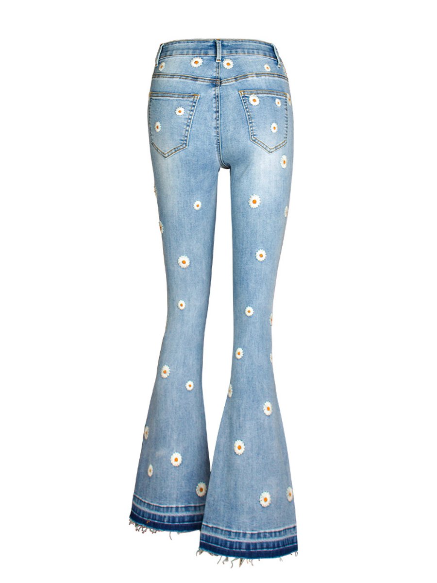 Canuck™| Chic Daisy Embroidered Slim-fit Flared Jeans