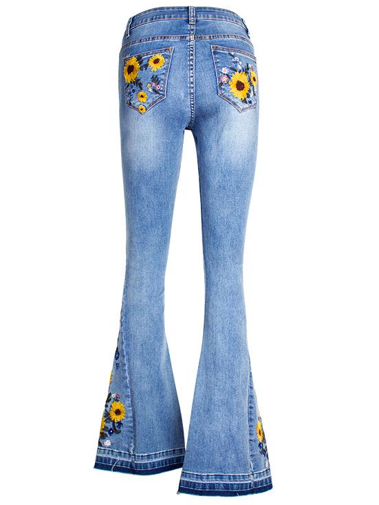 Canuck™| Handmade 3D Embroidered Floral Flare Jeans