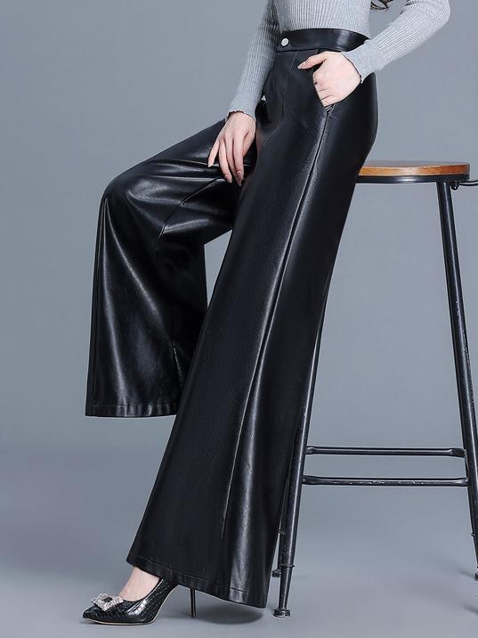 Canuck™| Stylish High-waisted PU Leather Flare Pants